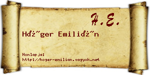 Höger Emilián névjegykártya